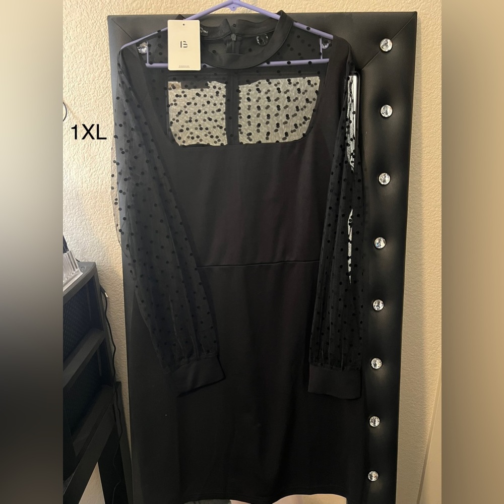 Black sheer sleeve dress